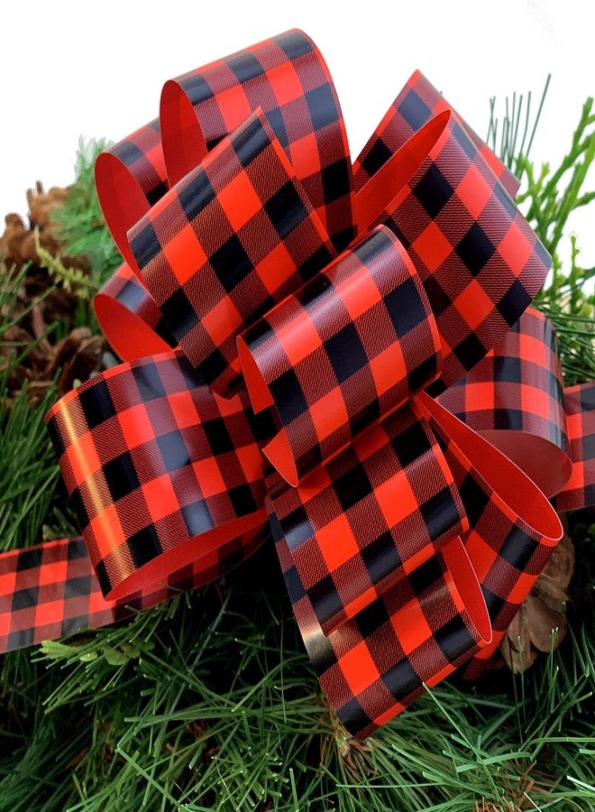 GiftWrap Etc. Red & Black Buffalo Plaid Pull Bows - 5" Wide, Set of 10, Christmas, Gift Bows, Farmhouse Decor, Gift Wrap, Wedding, Presents, Fundraiser, Wreath, Swag, Fall, Valentine's Day - Image 3